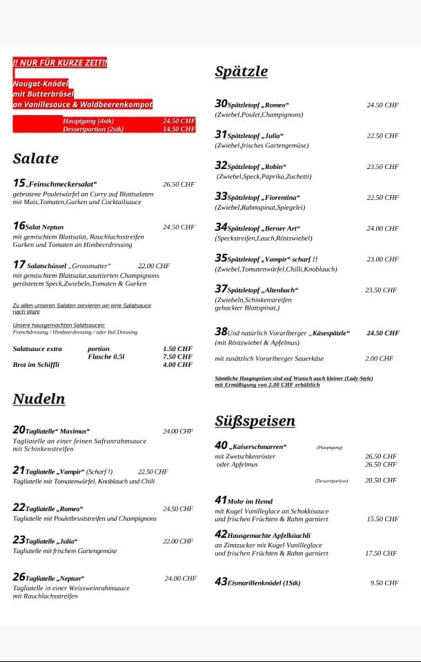 Original-Speisekarte von Happiness Food & Drinks